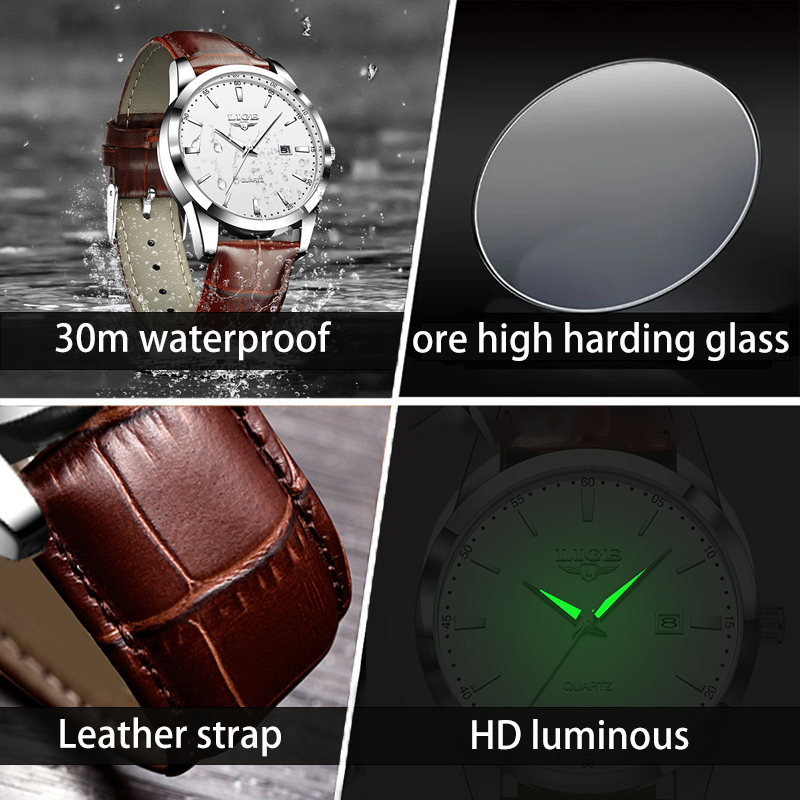 LIGE Man Watch Fashion Leather - Leather Watch Band Men review and price