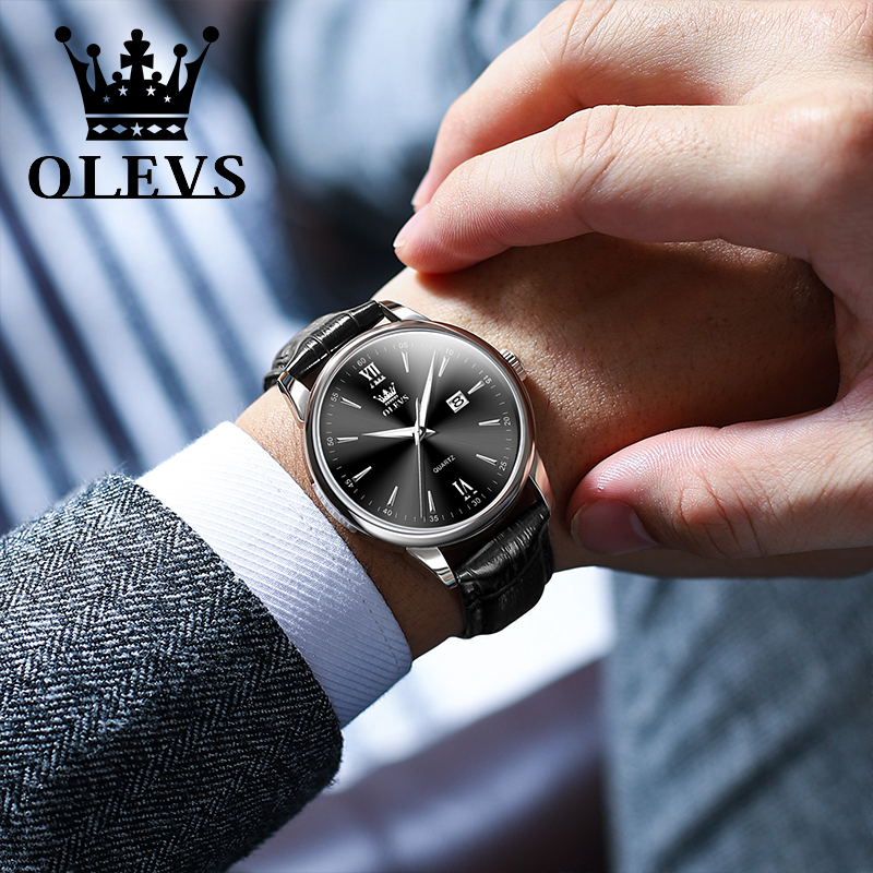 OLEVS Quartz Men's Watch Fashi - Leather Watch Band Men review and price