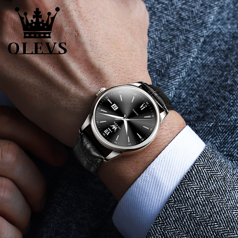 OLEVS Quartz Men's Watch Fashi - Leather Watch Band Men review and price