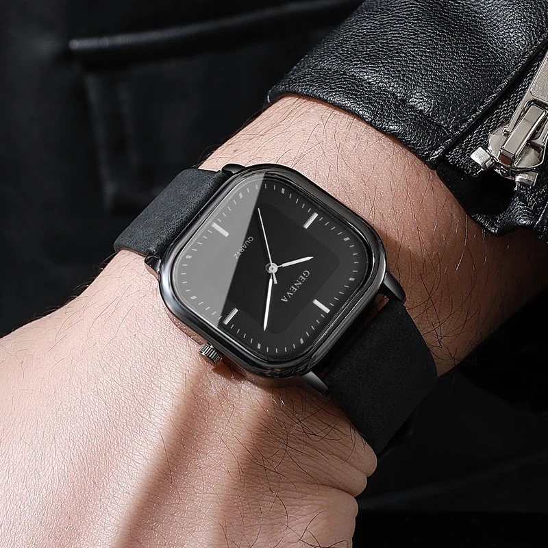 Fashionable Classic Square Dia - Leather Watch Band Men review and price